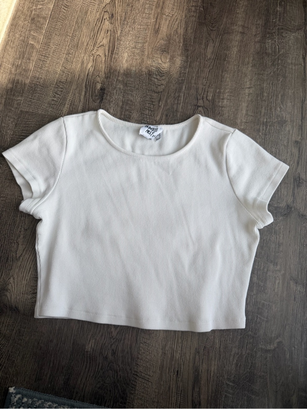Princess Polly white Ribbed Crop Tee